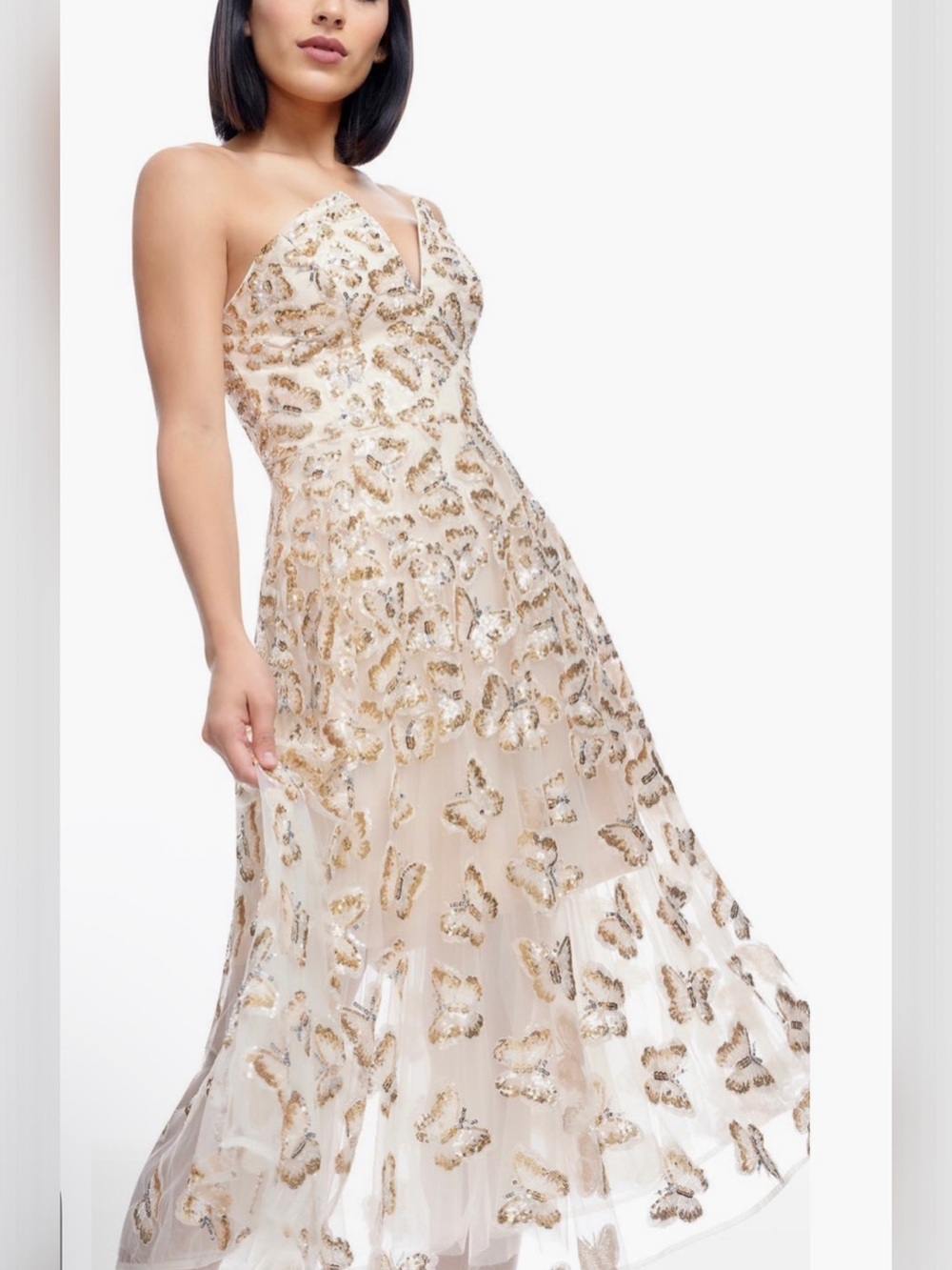 Dress the Population Champagne Butterfly Sequin Midi Dress - Picture 5 of 5